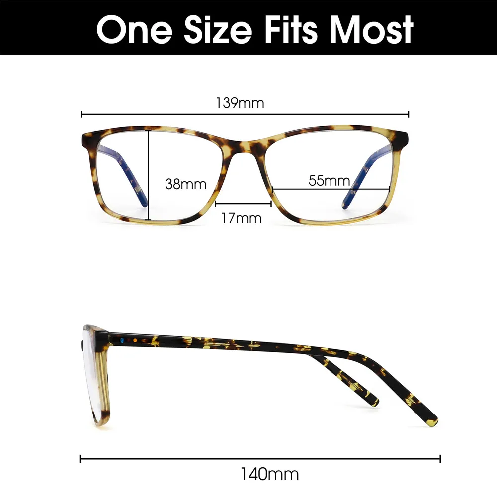 

JM Acetate Frame Square Blue Light Glasses for Women Men IU001