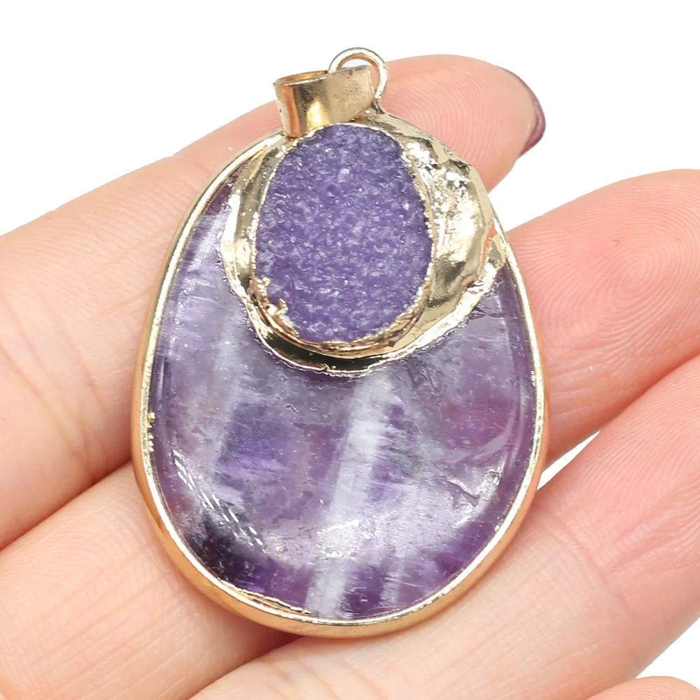 

Natural Stone Amethysts Pendants Drop Shaped exquisite Charm for Jewelry Making Diy earring necklace Bracelet accessories