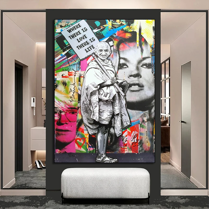 

Banksy Abstract Street Graffiti Girl Boy Canvas Painting Artwork Poster Modern Wall Art Pictures Home Room Decor (No Frame)
