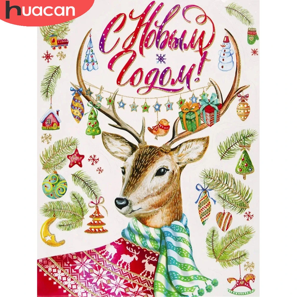 

HUACAN бриллиантовый рисунок Рождество олень вышивка крестиком Алмазная вышивка мультяшное украшение для домашнего декора
