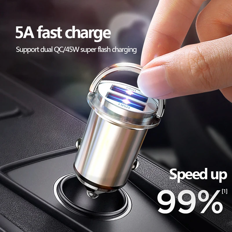 

New 45W Wireless USB Car Charger for iPhone Super Fast Charging Dual-head Multi-function Charging Cigarette Lighter