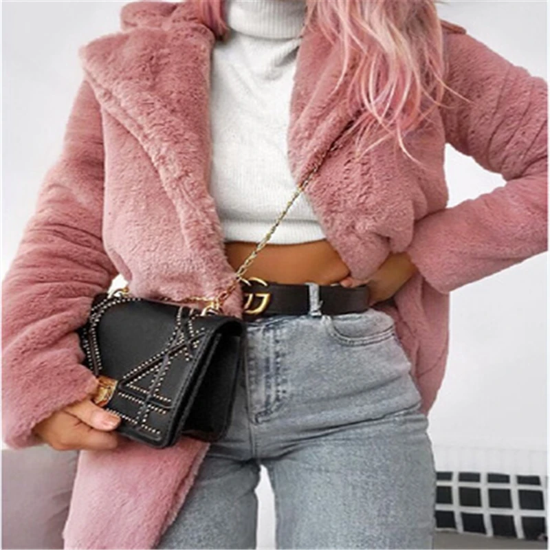 Autumn Winter Women's Fur Coat Fashion  Fake Fur Long Jackets Loose American Women Fur Outwear Warm Femme Mujeres T707