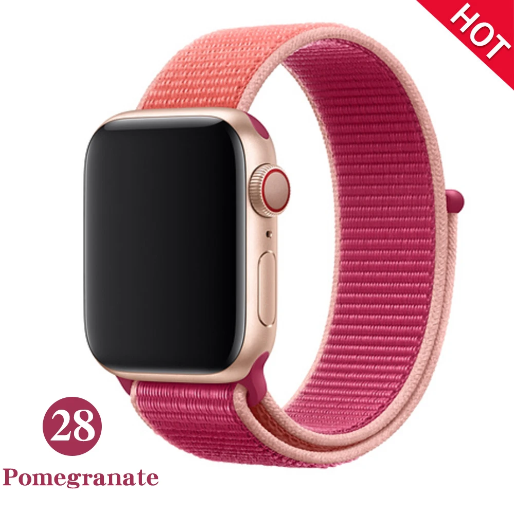 Тканый нейлоновый ремешок для apple Series 5, ремешок для часов 42 мм, 44 мм, 38 мм, 40 мм, спортивный нейлоновый браслет для iwatch 4/3/2/1 - Цвет ремешка: Pomegranate