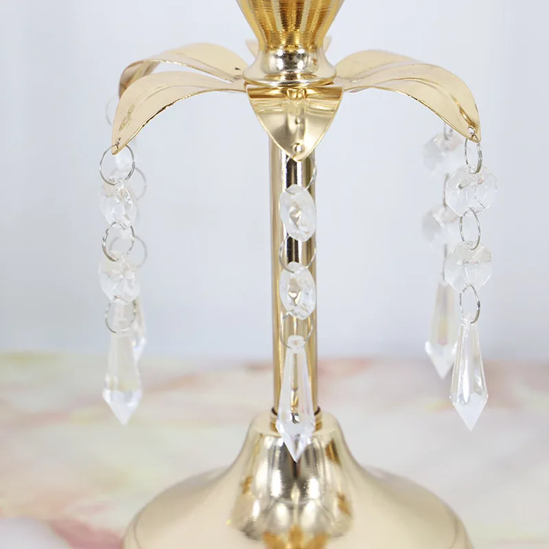 Хрустальный цветок подсвечник для свечей свадебный Декор Золотой Кристалл