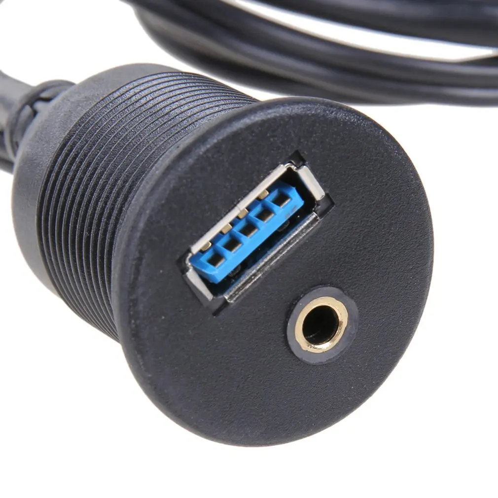 

1m Car Dashboard Flush Mount Panel USB 3.0 3.5mm AUX RCA Extension Flush Mount Male to Female Cable Car Styling Dashboard