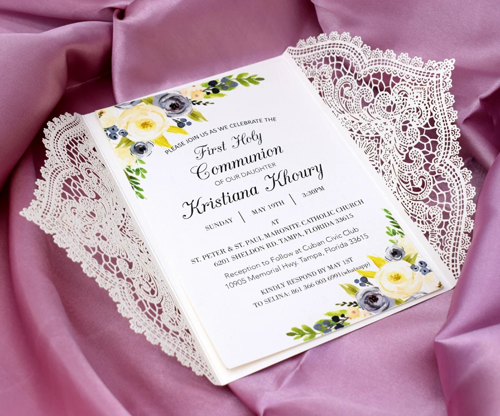 Кружевная Свадебная пригласительная открытка 50 шт. пригласительные открытки