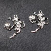 4pcs silver plated skull ball king pendant sports necklace earrings metal accessories diy charms for jewelry crafts making a2377