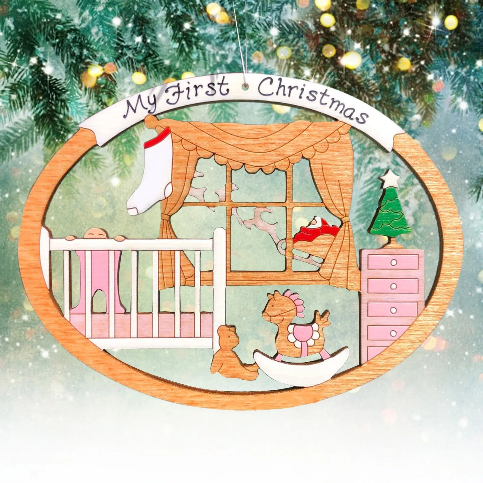 Nativity Christmas Ornament Lovely Tree Gift Dog Print Hanging Pendant Cute Xmas New Year 2022 Noel Navidad Party Gifts |