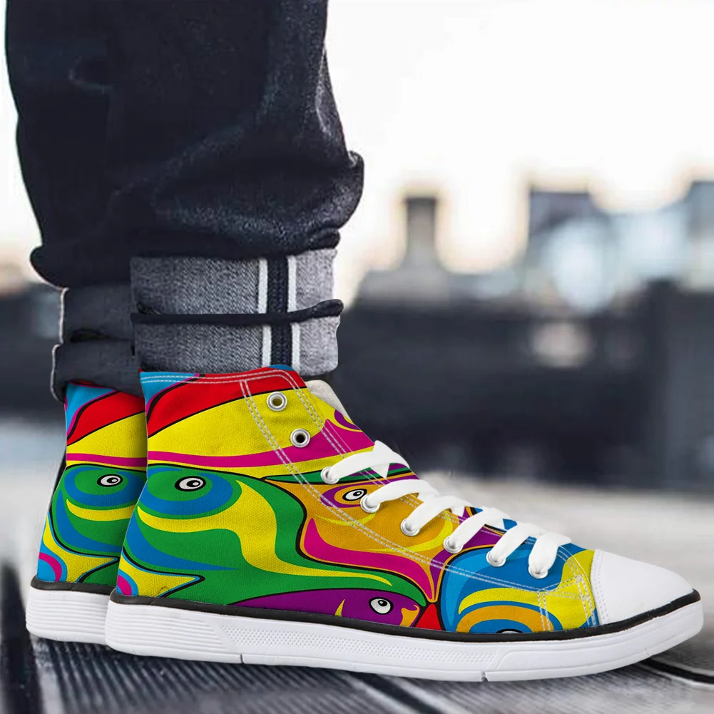 WHEREISART/Женская парусиновая обувь абстракция рыба красочное искусство высокая
