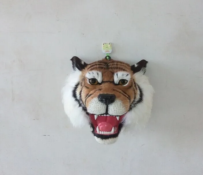 

simulation tiger head model polyethylene&furs real life open-mouth tiger head gift 30x30cm xf2783