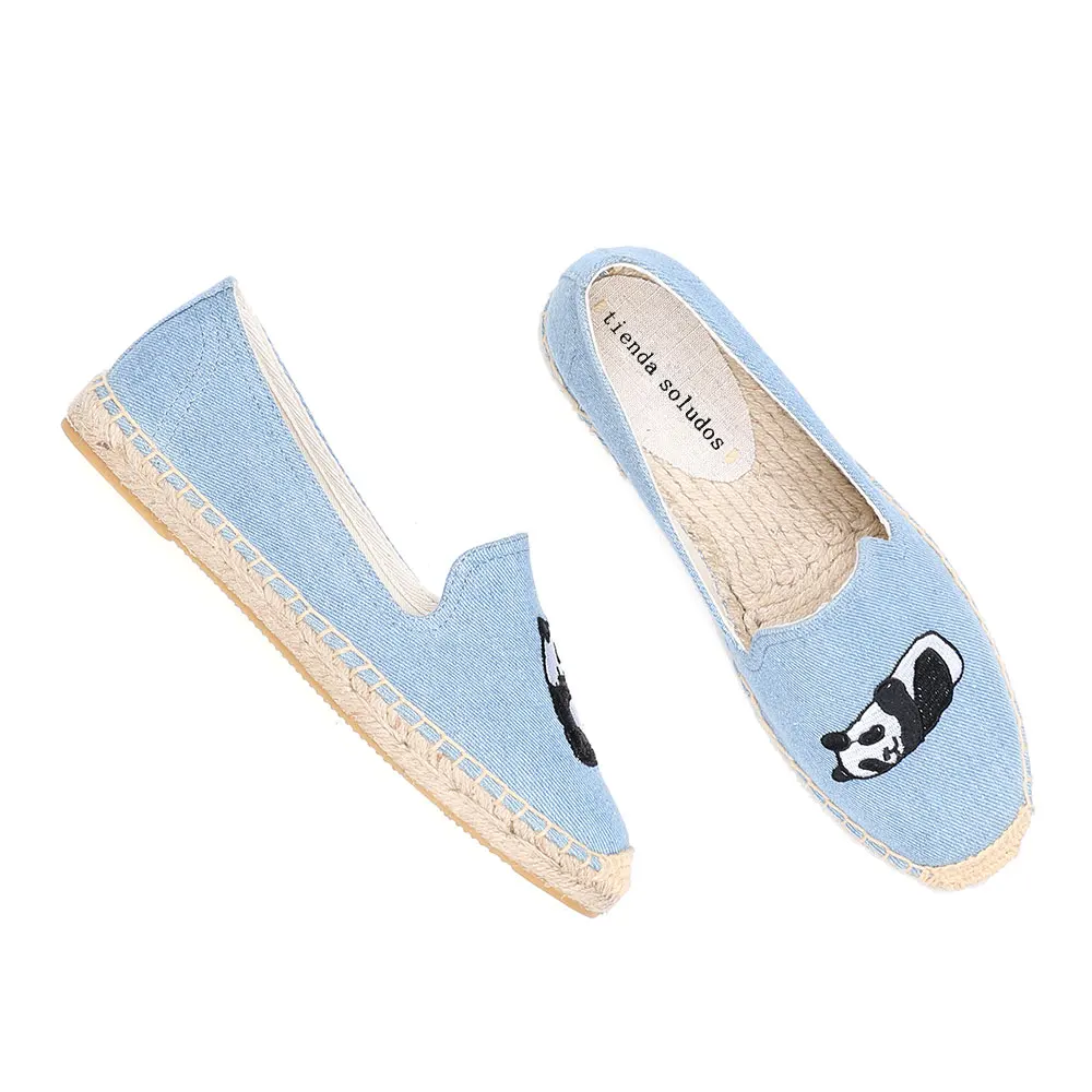 Женские эспадрильи на плоской подошве повседневные туфли из конопляной резины