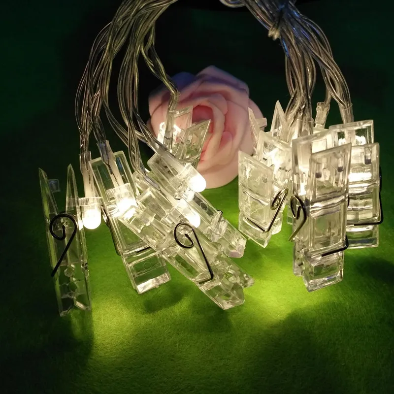 

LED String Lights Photo Clip Fashion Led Light for Indoor Wall Decors Battery Power Christmas Warm White Party Ornament Luces