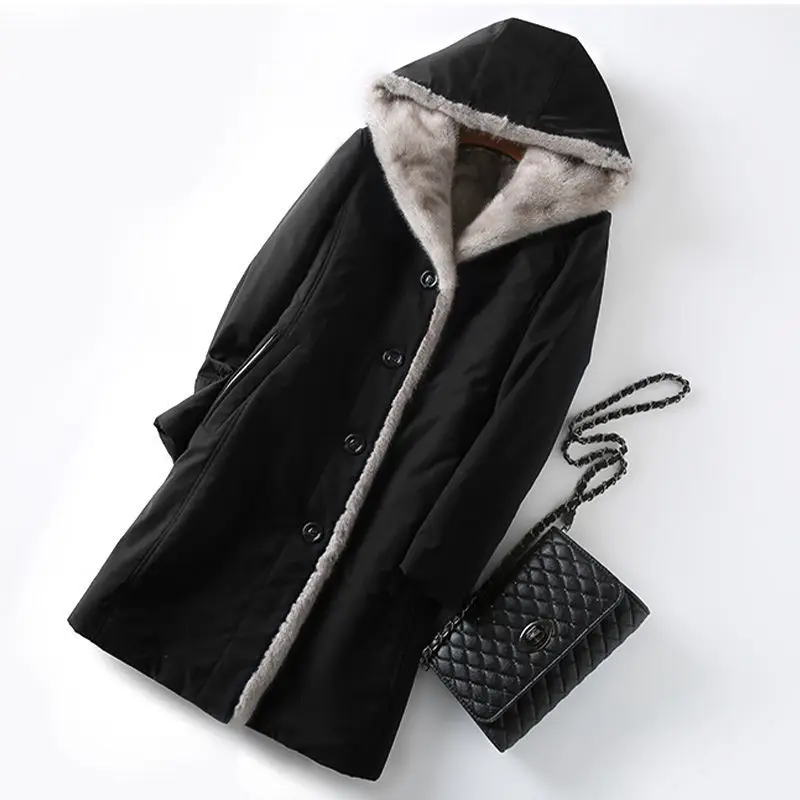 Female 2021 Autumn Winter New Women's The Long Jacket Coat Korean Version Of The Trendy Imitation Liner Imitation Fur Coat Women