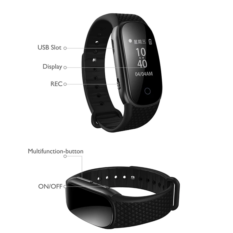 Professional Portable Digital Voice Recorder Pen Activated o Sound Dictaphone Recording Smart Bracelet Watch MP3 Player USB | Электроника