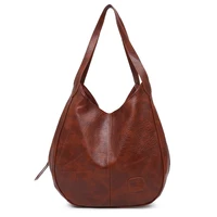 retro soft leather handbag 2021 new bag womens large capacity simple shoulder bag multi compartment tote bag