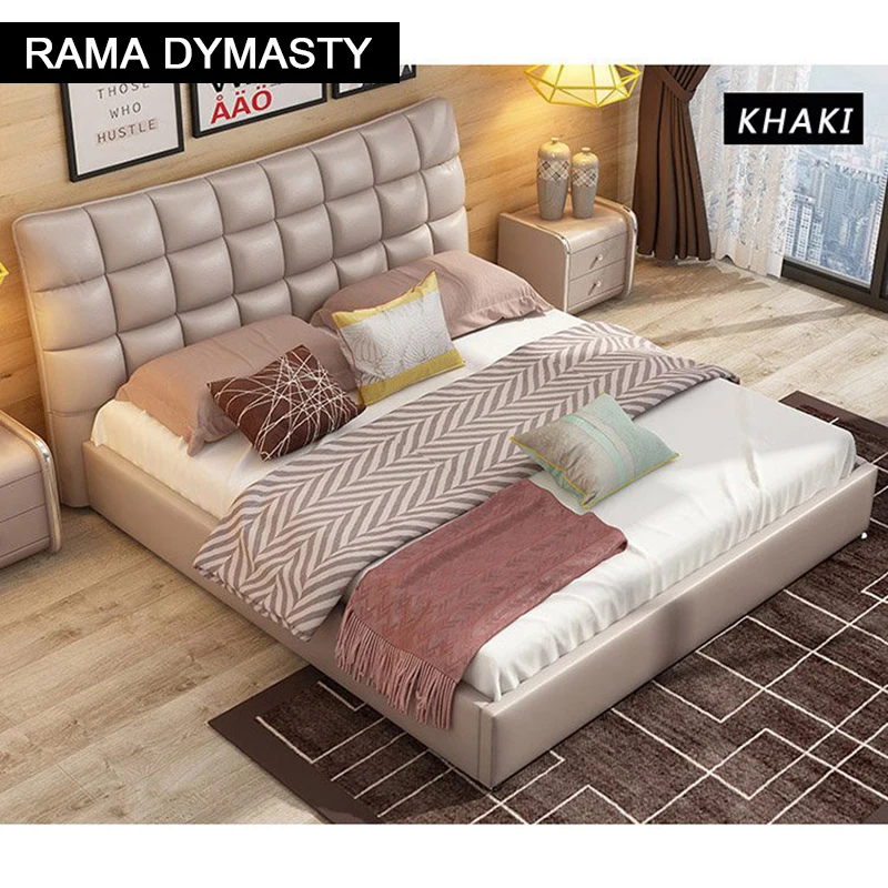 RAMA DYMASTY мягкая кровать из натуральной кожи современный дизайн кровати/мода king/queen