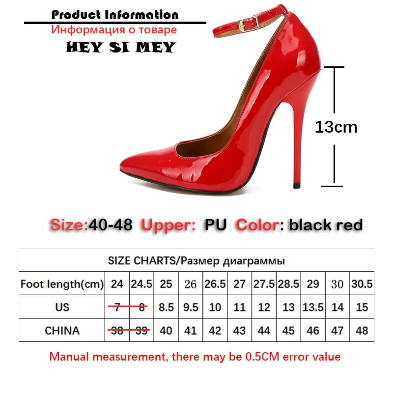 Hey Si Mey/модные туфли на высоком тонком каблуке с ремешком на щиколотке Большие размеры 45 48, красные, черные женские весенние туфли-лодочки жен... от AliExpress RU&CIS NEW