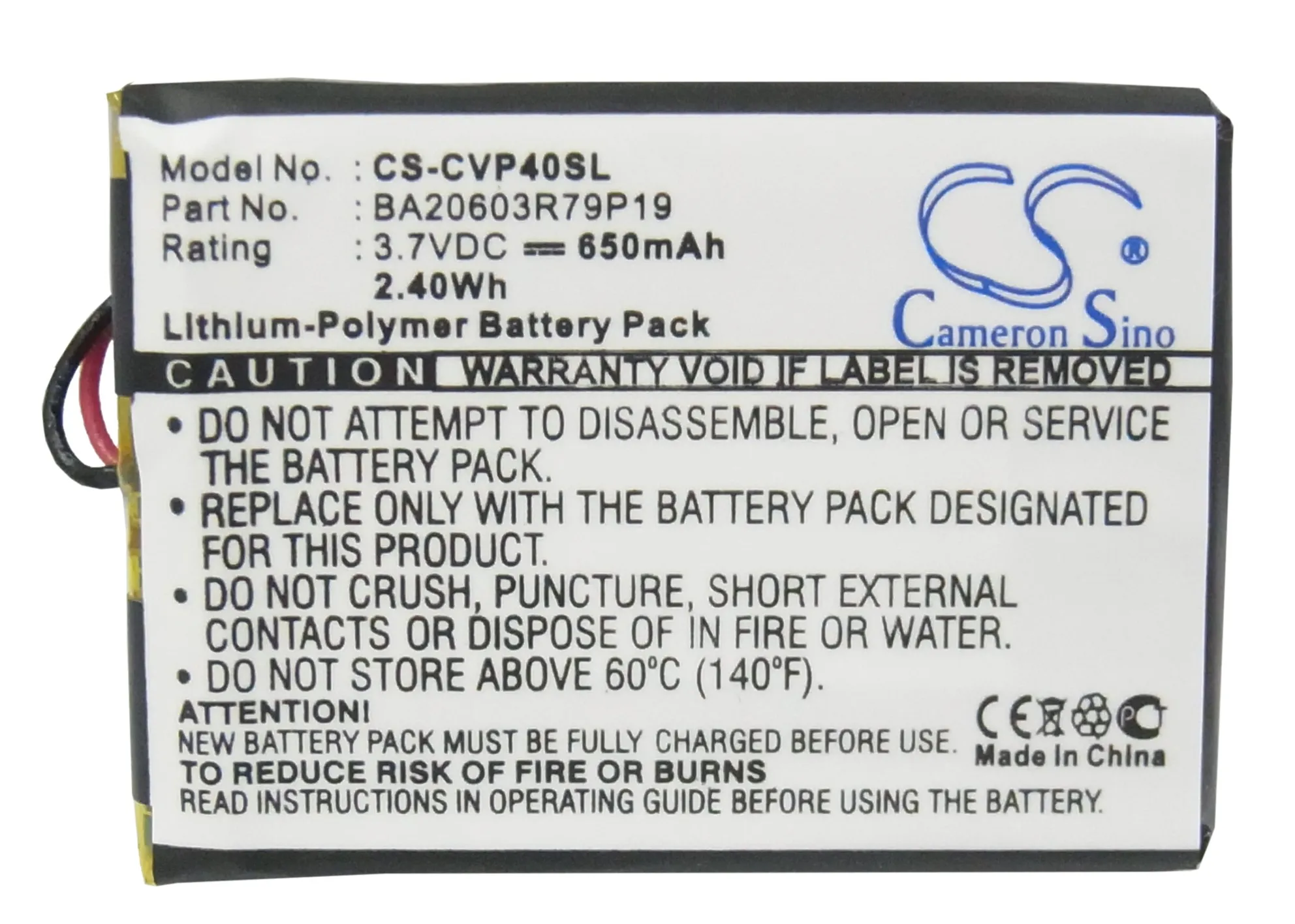 Аккумулятор Cameron Sino 650mAh Для креативного DAP FL0040 V Plus Zen BA20603R79919|Цифровые