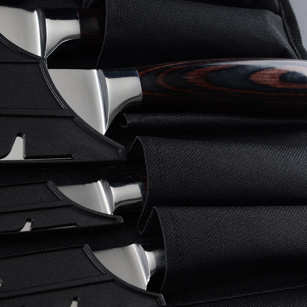 Сумка для ножей MYVI из черной ткани рулон Оксфорд 8 карманов хранения кухонных