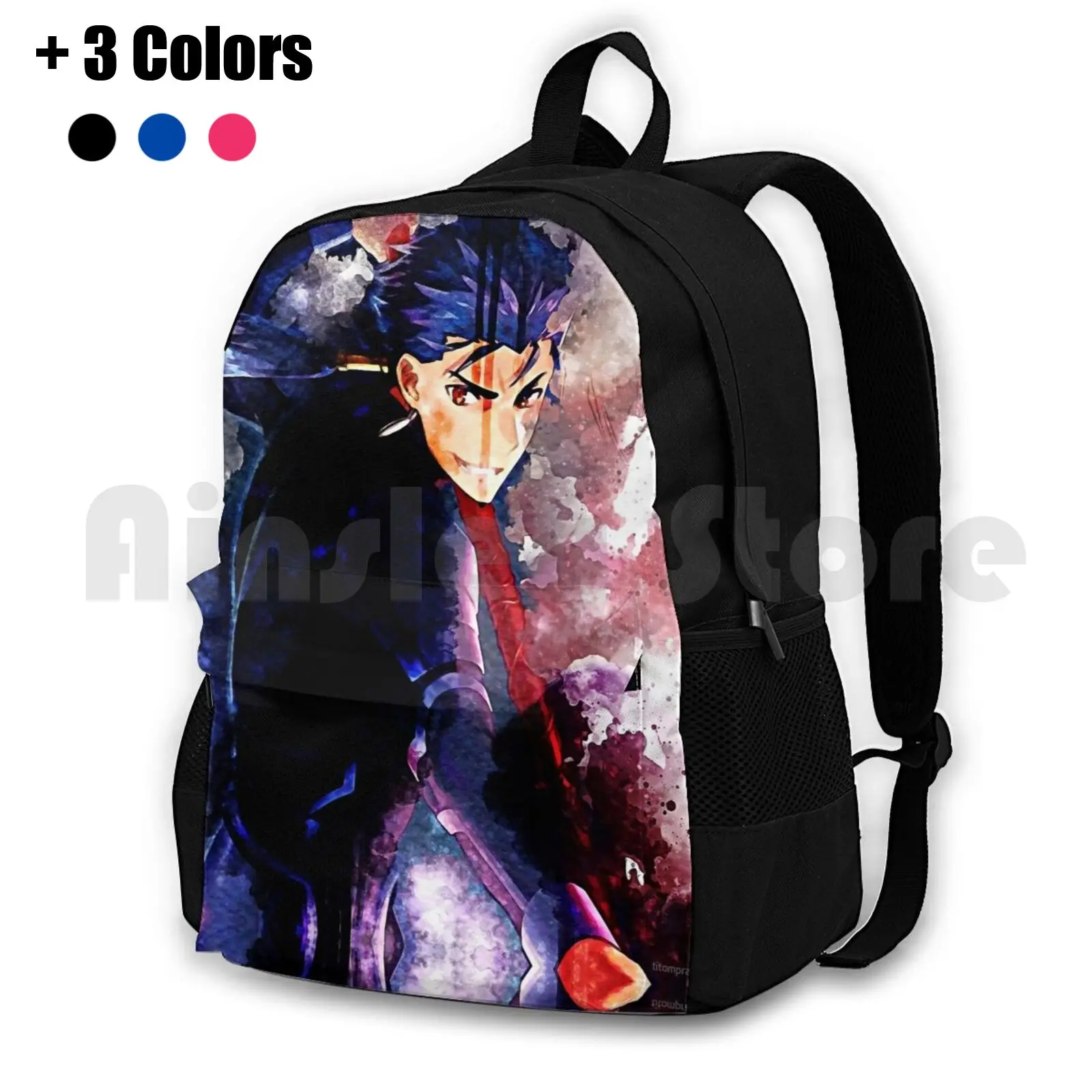 

Cuu Chulainn The Lancer Outdoor Hiking Backpack Waterproof Camping Travel Cú Chulainn Cu Lancer Anime Manga Japan Fate Stay