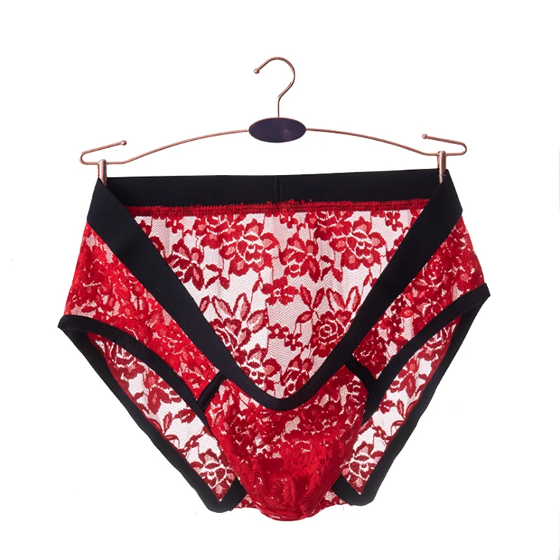 

Men Thong Sexy Underwear Men's Lace See through Tanga Hombre G-String Transparent Lingerie Underpants T-Back Panties