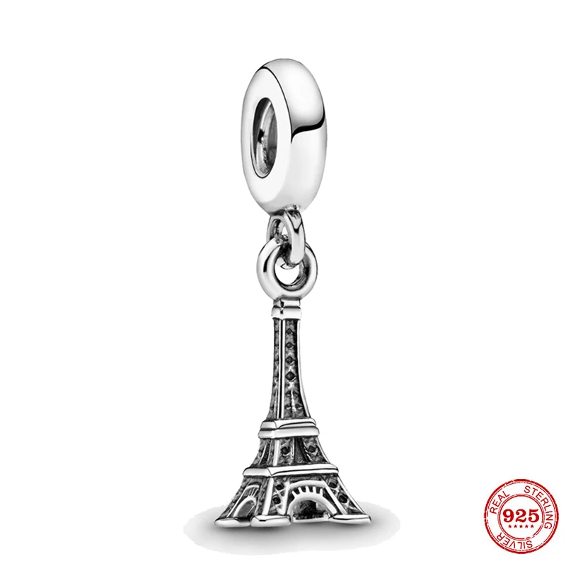925 Sterling Silver Beads Paris Eiffel Tower Dangle Charms Fits Pandora Bracelet for Women Bracelet Jewelry Making Wholesale