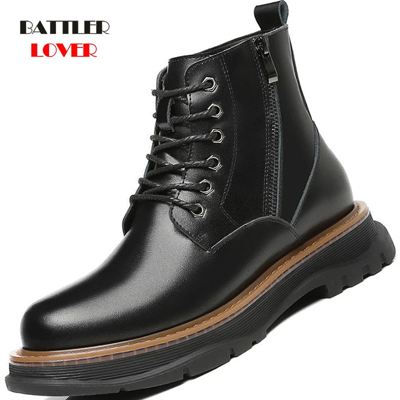 

Men Genuine Leather Motorcycle Martin Boots for Male Streetwear Vintage Casual Cow Leather Lace-up Outdoor Tooling Desert Botas