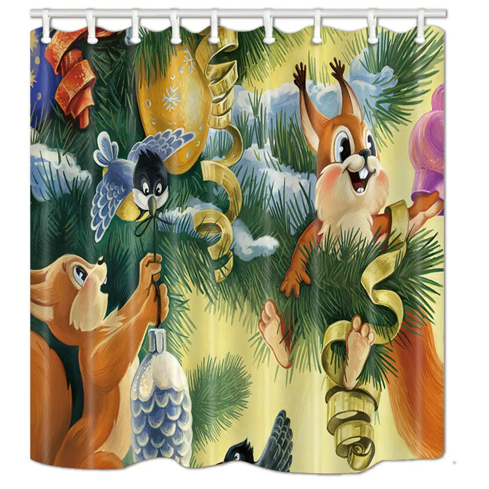 

Bathroom Shower Curtain Cartoon rabbit bird Waterproof Fabric