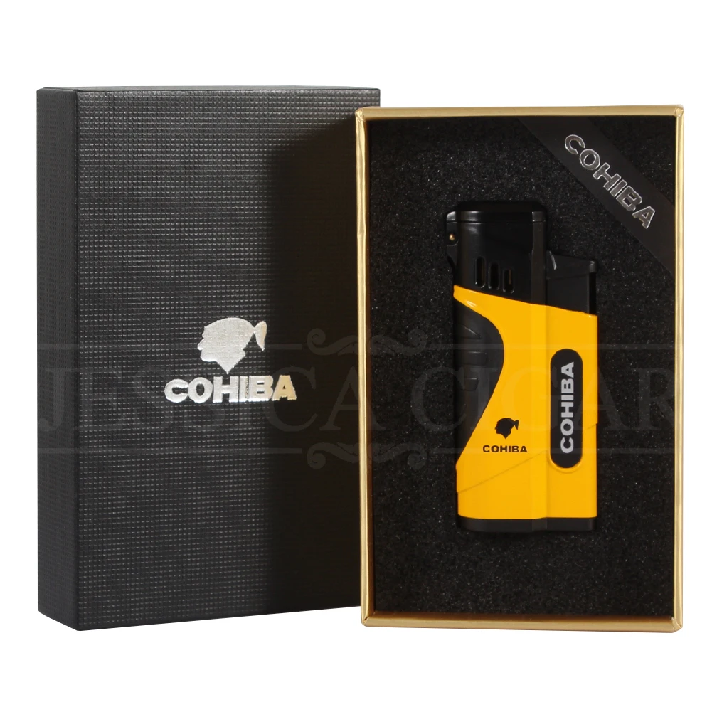 

COHIBA Metal Gas Lighter Butane Refilling Torch Cigar Lighter Windproof Blue Flame Cigaretter Lighters