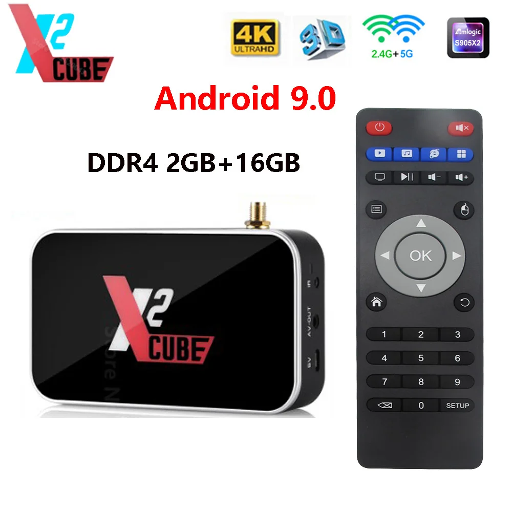 X2 Pro android 9,0 ТВ приставка DDR4 4G32G Amlogic S905X2 четырехъядерный смарт-приставка 2,4G 5G Wifi 1000M 4K 2G16G X2 куб медиаплеер
