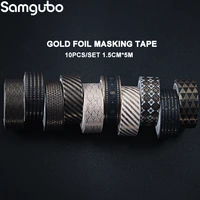 10rollsset 15mm 5m gold foil washi tape set masking tape decorative pack for diy scrapbooking crafts gift wrapping