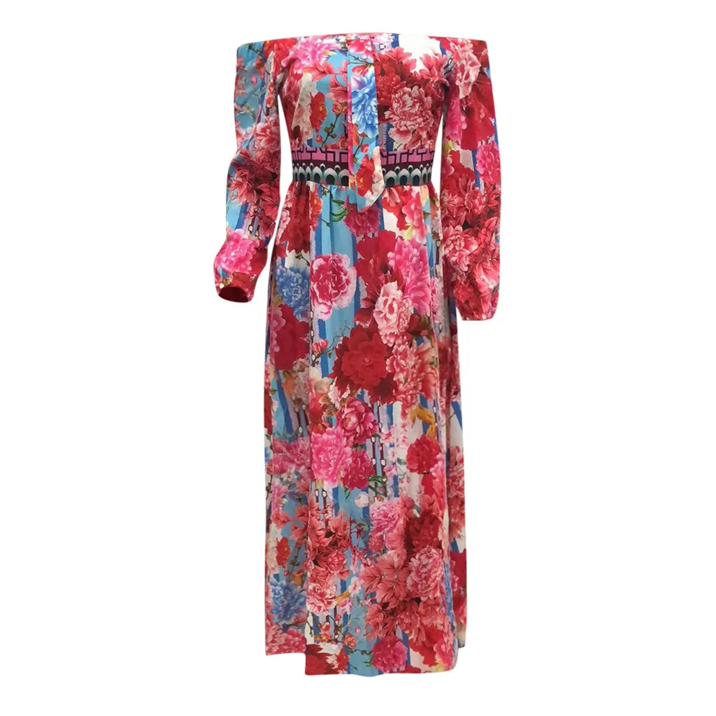 

JAYCOST Summer Elegant Sexy beach long Dress Women 2020 Fashion Print Flowers Ladies boho dress women vestidos