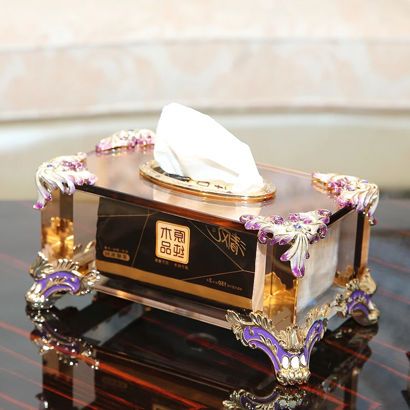 

European Luxury Tissue Box Creative Crystal Clear Tissue Box Multifunctional Storage Papel Coupage Living Room Decoration AE50ZJ