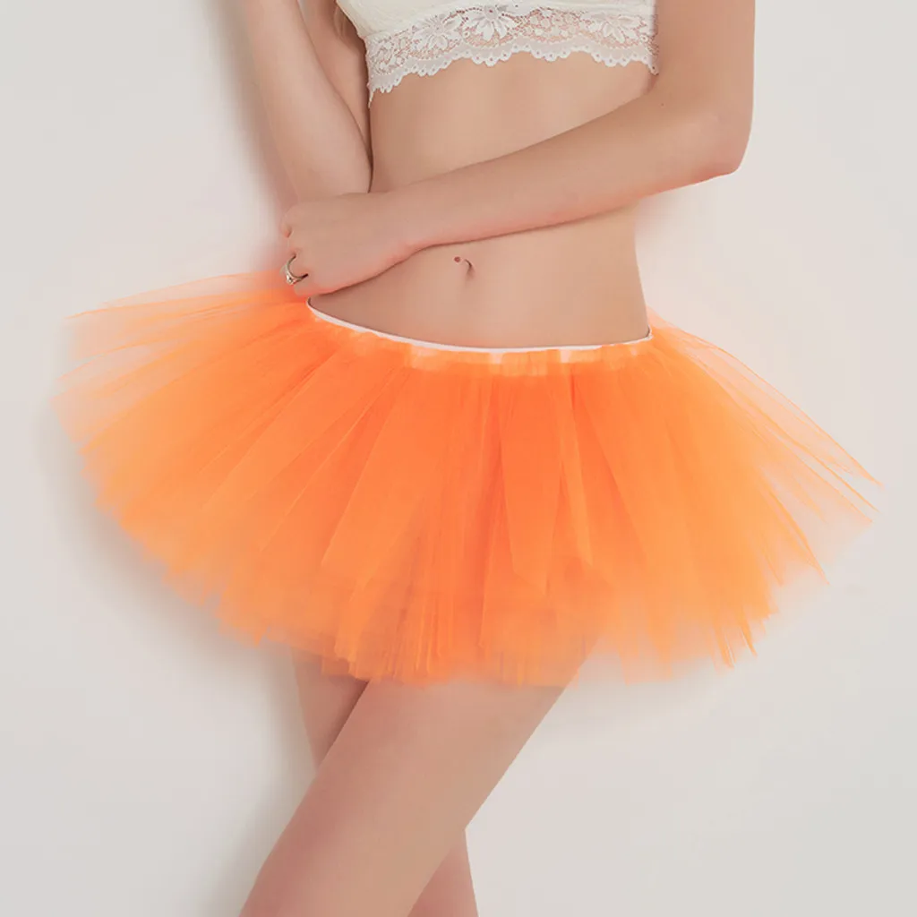 

Women solid color half-length net gauze tutu skirt High Quality Pleated Gauze Shor Adult Tutu Dancing Skirt