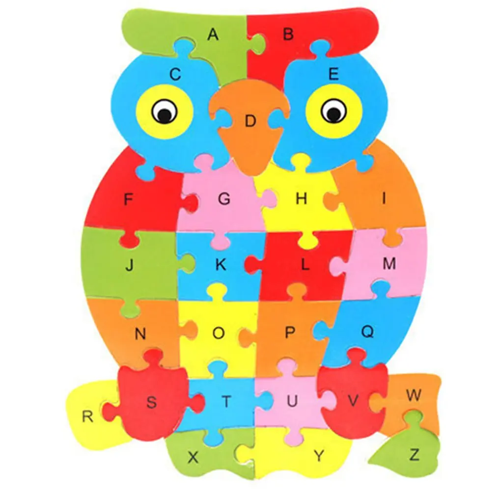 

26 Pcs Wooden Animal Puzzle Alphabet Numbers Toy Recognition Learning Educational Puzzles Intelligence Cultivation