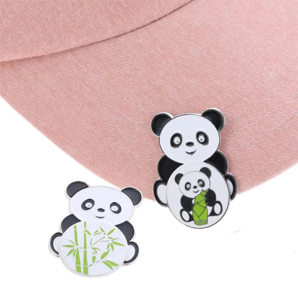 1Pc Metal China Panda & Bamboo Shoots Pattern Golf Ball Aiming Marker Tool With Magnetic Detachable Hat Clip Cap Clips | Спорт и