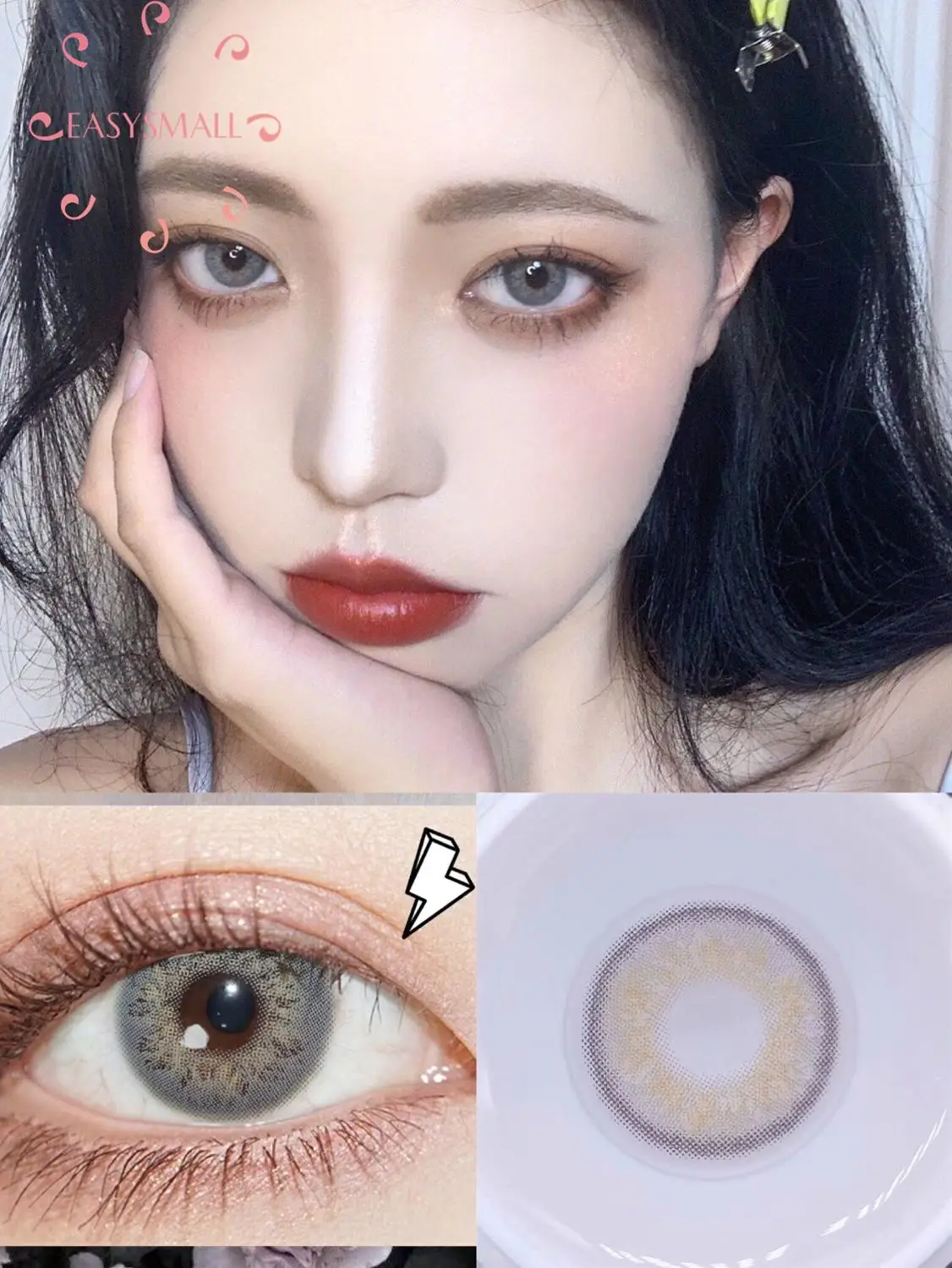 

Easysmall russian girl gray Contact Lenses Yearly Disposable Contacts Lenses For Eyes Natural Looking Degree option 2pcs/pair