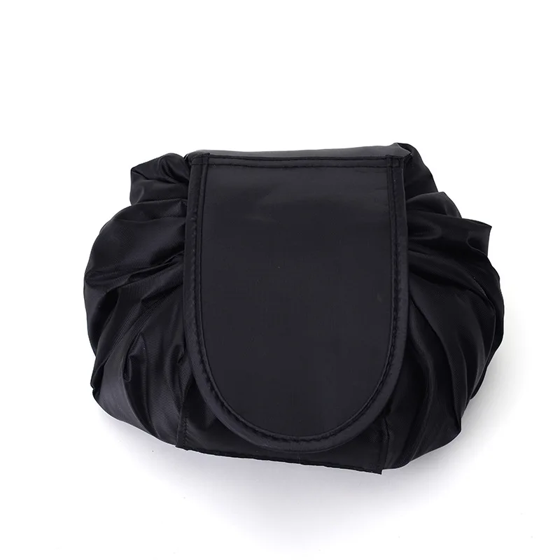 

Drawstring Make Up Bag Portable Large Travel Cosmetic Pouch Toilet Bags Folding Ladies Makeup Storage Organiser For Women Black