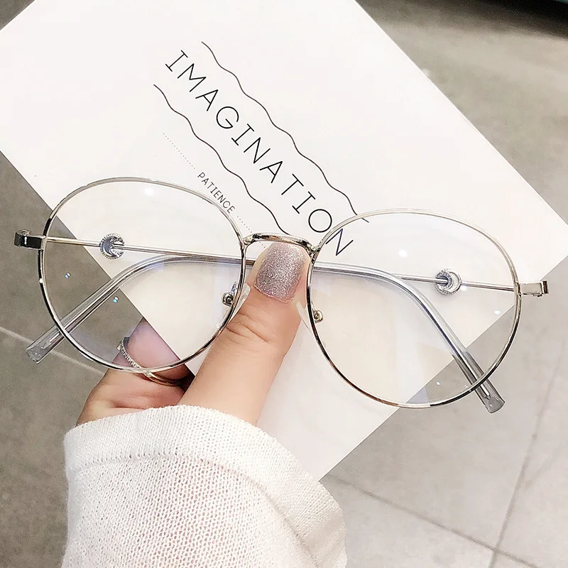 

Vintage Anti Blue Light Glasses Frame Round Lens Myopia Optical Mirror Simple Metal Women Men Transparent Eyewear Frames