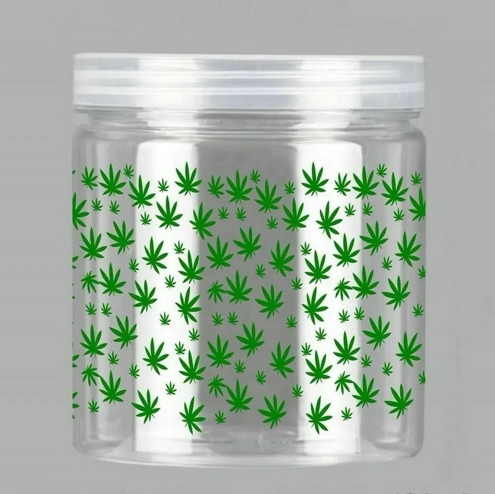 Травяные принтованные табака тайник банка для хранения прозрачный сосуд Круглый