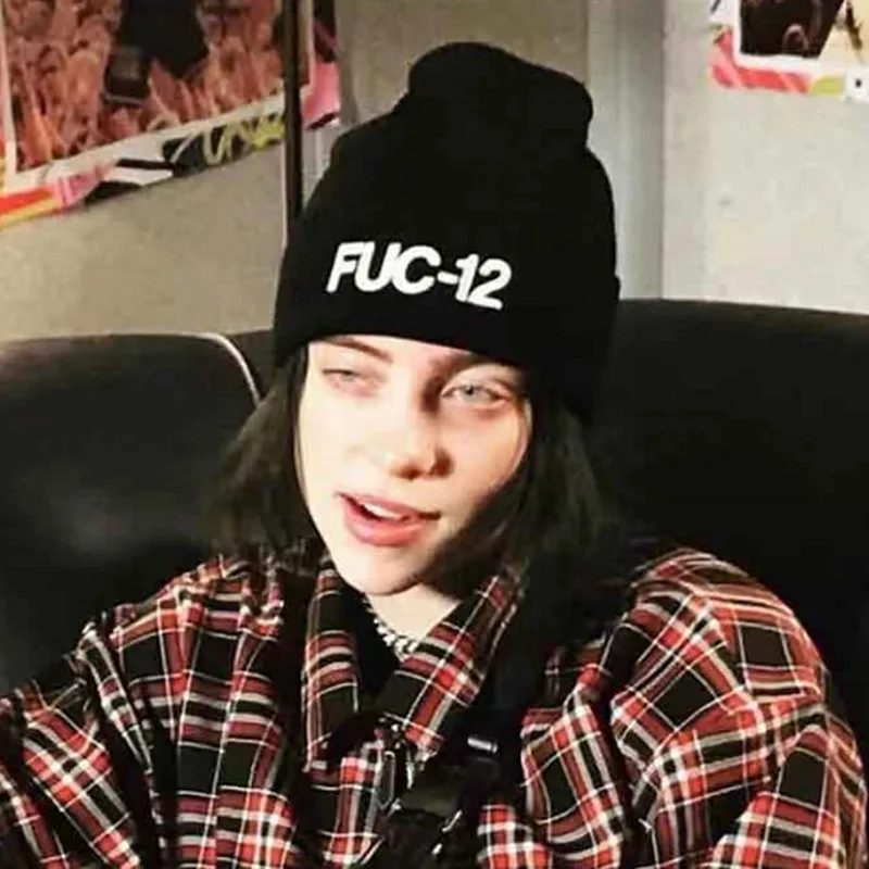 Новая Шапка-бини Billie Eilish, FUC-12, Повседневная зимняя хлопковая шапка для мужчин и женщин, однотонный вязаный берет, Прямая поставка