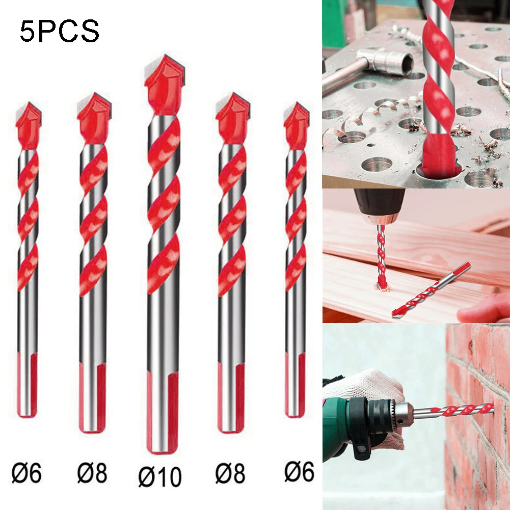 

Drywall Drill Bits 5pcs/Set 6/8/10mm Orange Multifunctional Tile Ceramic