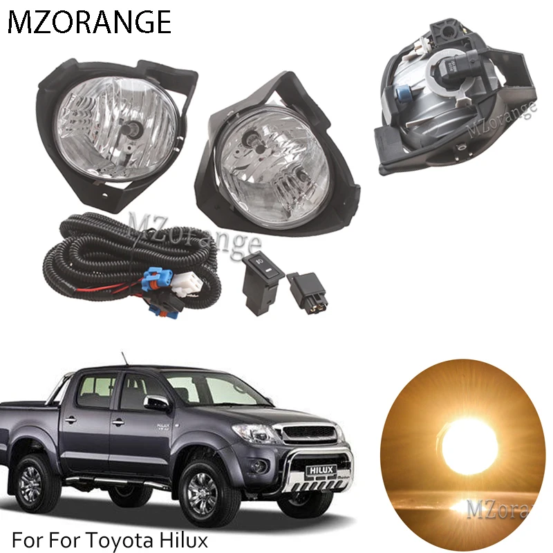 Туман светильник лампа для Toyota Hilux 2008 2009 2010 2011 Замена переднего бампера Туман Светильник Лампа Комплект страховочным поводком выключатель лампы для укладки волос