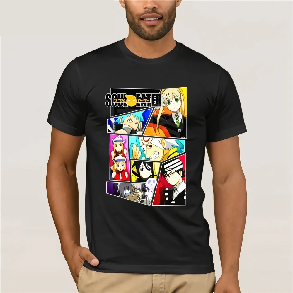 Мужская футболка с надписью Soul Eater летняя черная новинка мужские Забавные