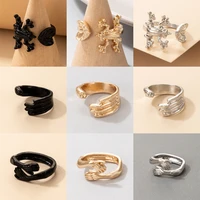 simple palm hug open ring exaggerated frog toad rings adjustable fashion couple hug suggle ring for women girls