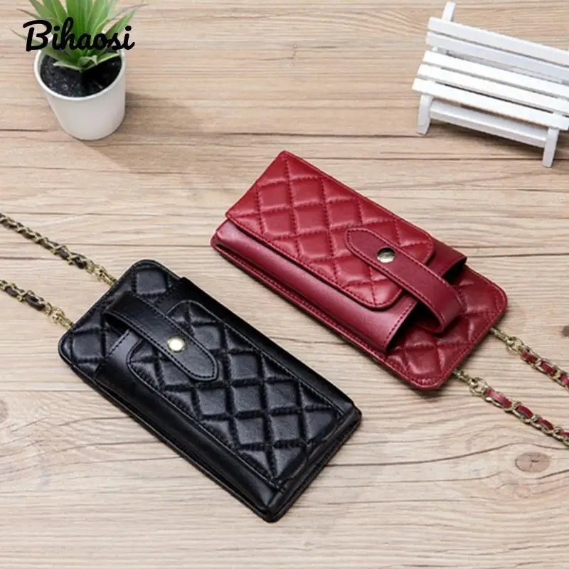 

New women's purse Vertical Version Women's Leather Chain Diagonal Span Small Bag Mobile Phone Bag Women's Diagonal Span Wallet