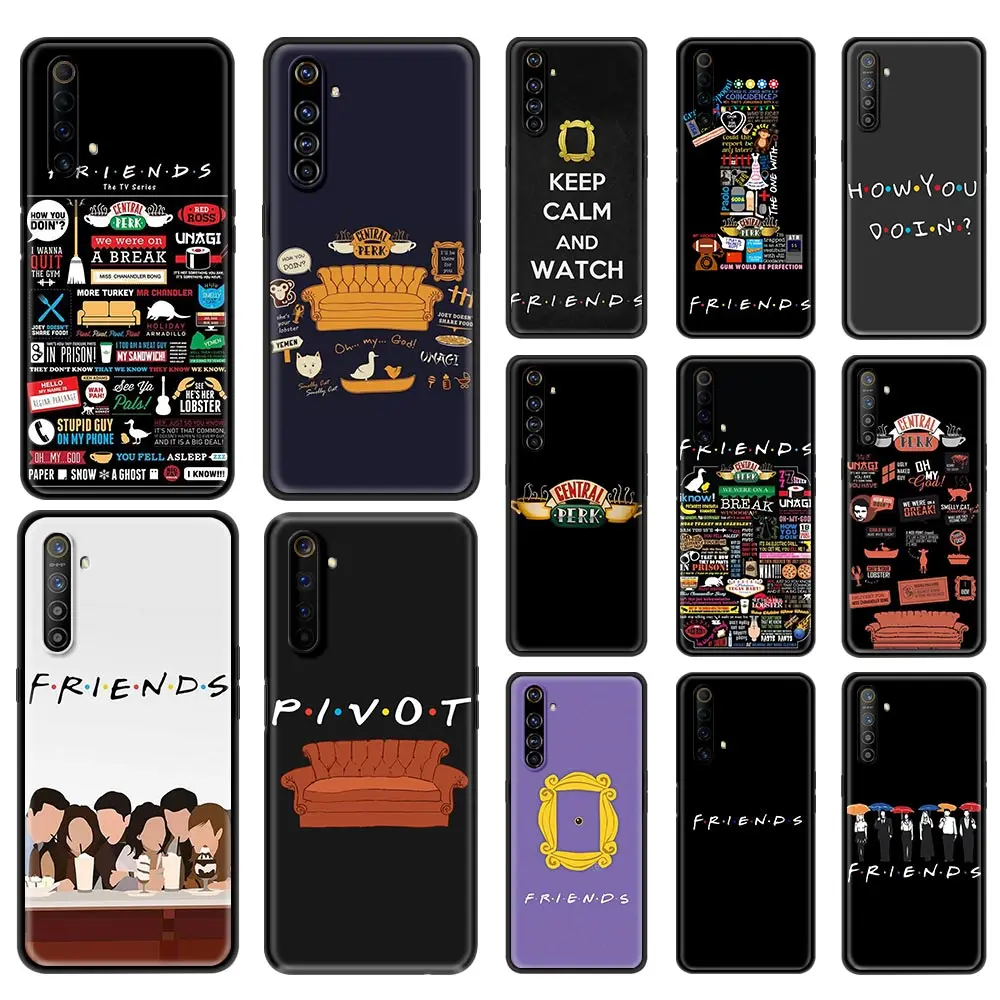 

Phone Case For OPPO A9 Realme Reno 6 C3 7 5 X7 X50 Pro 5G XT V3 X3 2020 Silicone Soft Capa Back Cover Central Coffee friends