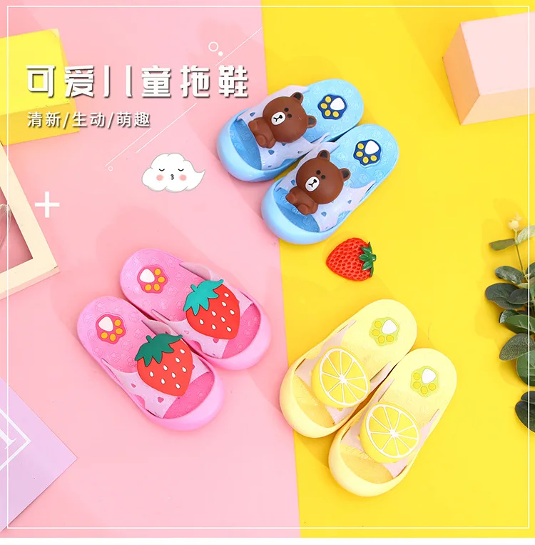 Детские тапочки для мальчиков и девочек Обувь с рисунком кролика фруктов