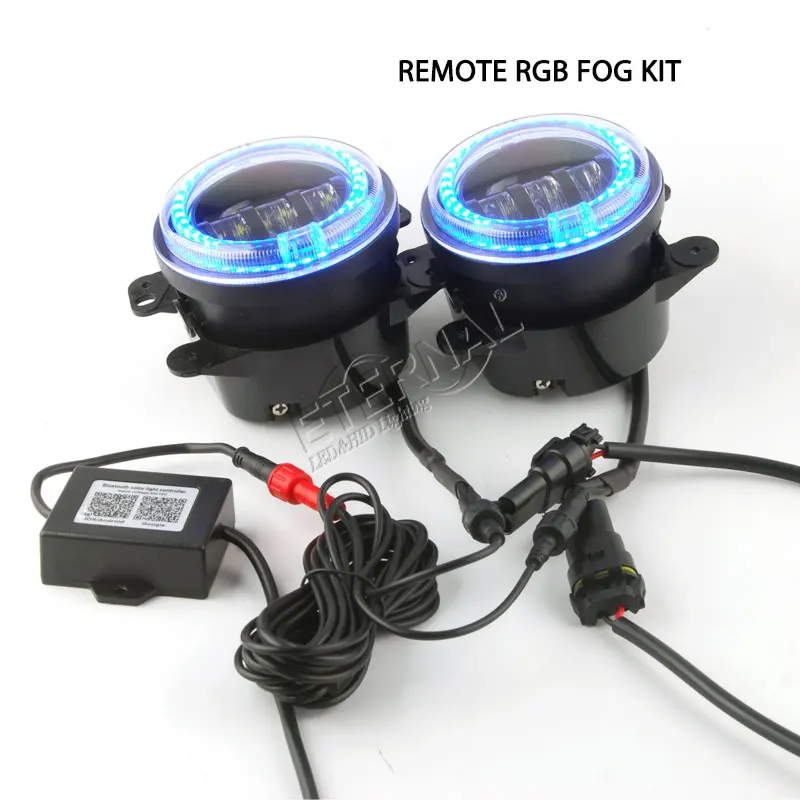 RGB fog light RGB светодиодный противотуманный светильник с дистанционным управлением 30 Вт JK лампа для автомобиля светодиодная лампа для авто внедорожника 4x4 Wrangler FJ JK 07-15 - Цвет: RGB fog light