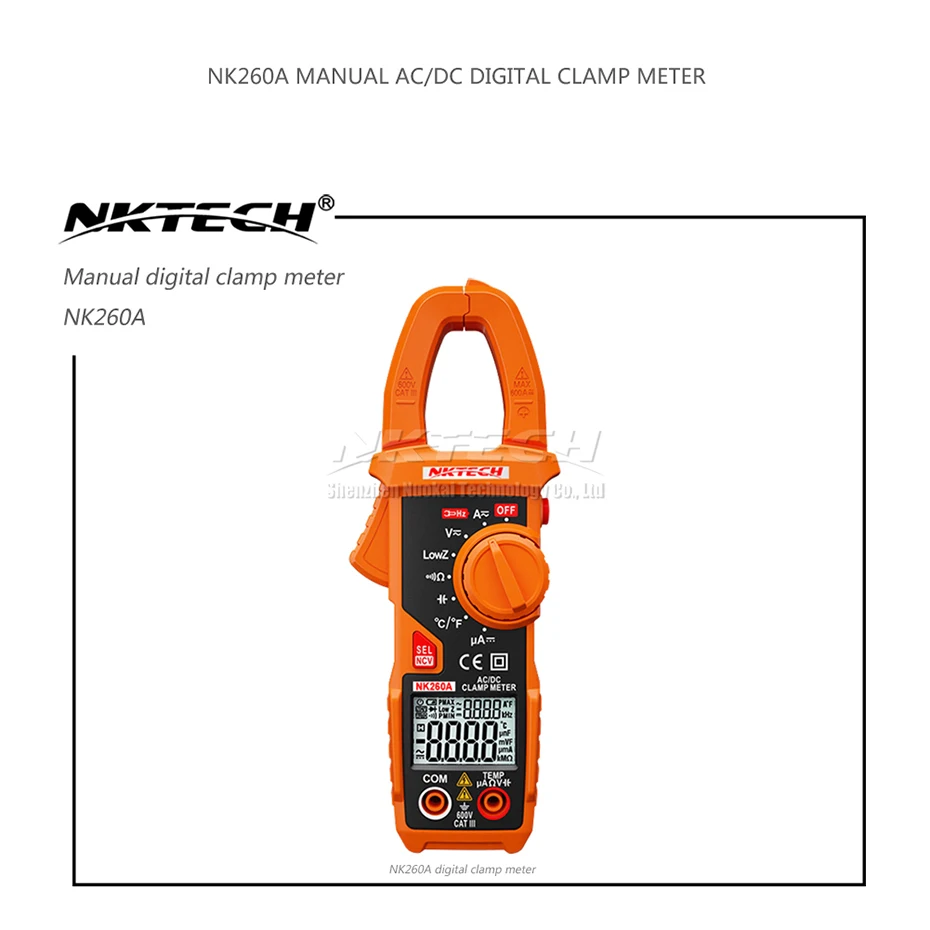 NKTECH NK260A цифровой клещи температура AC DC Вольт Ампер Ом Емкость Частота автоматическое распознавание V/Ом/A Тест NCV LowZ LPF